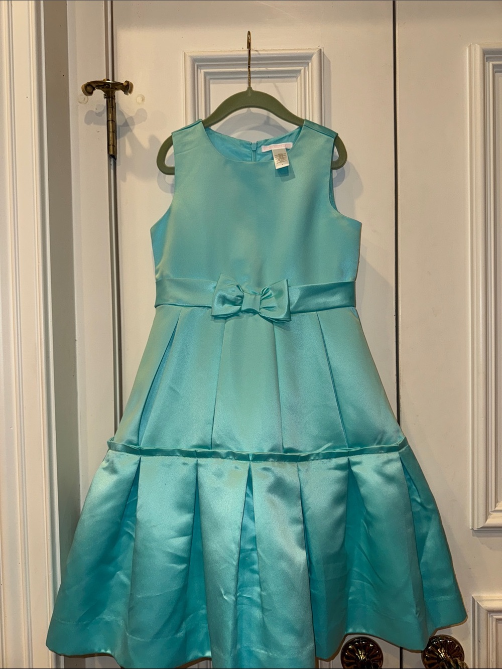 Janie and Jack Aqua Satin Bow-Front Party Dress